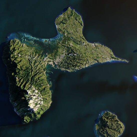 Vue satellite de la Guadeloupe montrant son relief montagneux et sa végétation dense